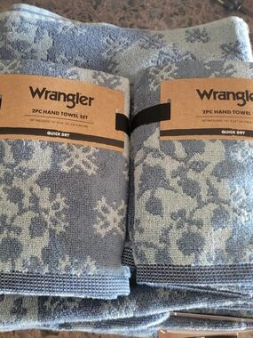 Wrangler 4 Bath Towel And 4 Hand Towel Set Rodeo Patchwork Blue New With Tags